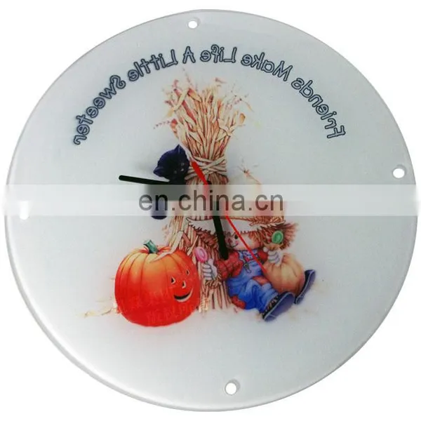 Circular Sublimation Glass Photo Frame With Clock Round Photo Frame Wall Clock photo-2