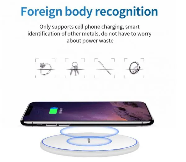 Mirror 10W Smart QI Wireless Charger Metal Simple Round Desktop Phone Fast Charge Wireless Charger