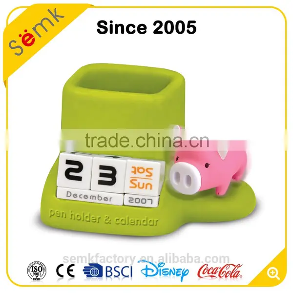 Hot Sale Cute Animal Design Pig Shape Decorative Multi Purpose Calendar Pen Holder photo-4