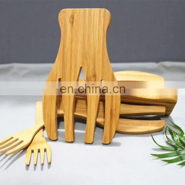 Eco-friendly Household Kitchen Western Bamboo Salad Hand Blender Cooking Creative Gadget Food Mixing Fork photo-3