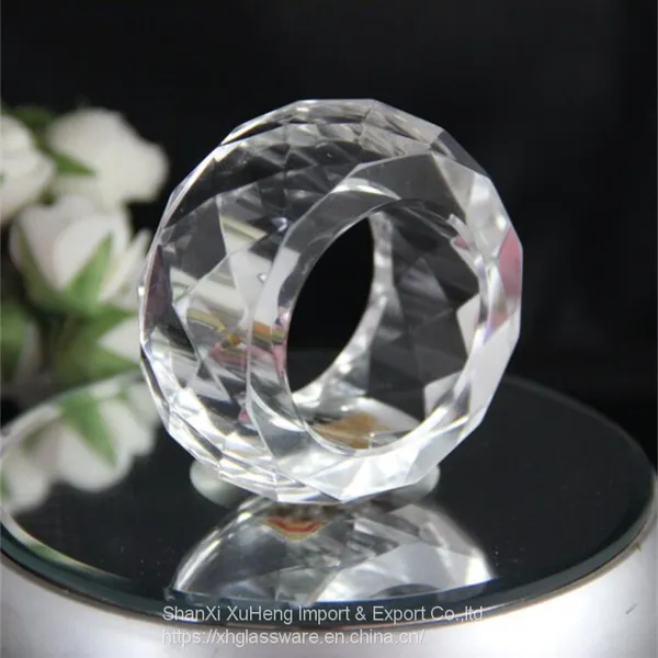 Elegant Transparent Clear Crystal Round Napkin Ring Holders For Wedding And Home Decoration photo-3