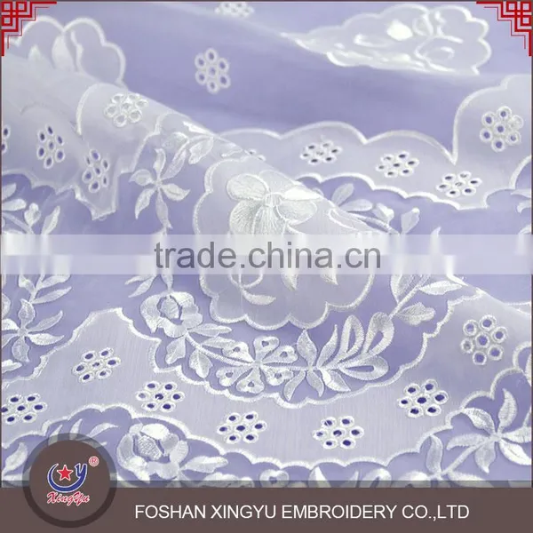 Factory Specializing Made 100%poly Flower Printing Chiffon Flower Laser Embroidery Lace Fabric for Girl Dress photo-2