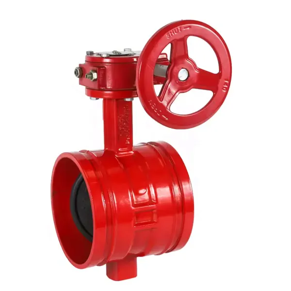 High Quality GGG50 Ductile Iron QT450 Handwheel Turbine Fire Signal Grooved Butterfly Valve Butterfly Valve photo-3