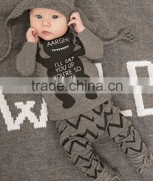 2015 Spring & Autumn Boy Clothes Set Baby Boy Long Sleeve T-shirt + Pants 2pcs Set Children Clothes Outfits photo-2