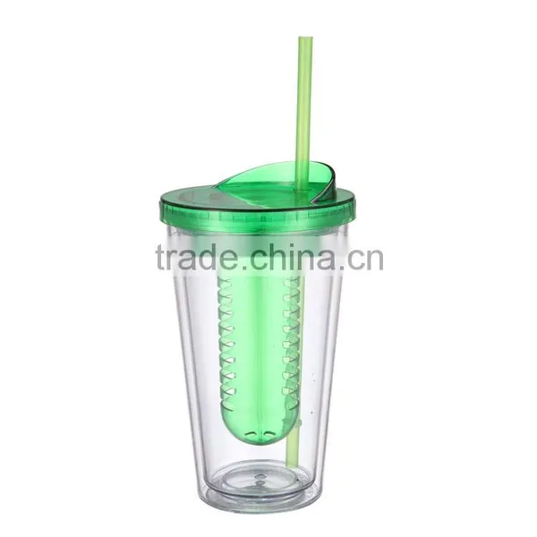 16oz Acrylic Double Wall Tumbler Cups With Straw and Diamond Inner Wall photo-3