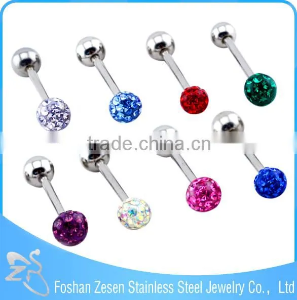 Muti Color Epoxy Gem Ball Straight Barbell Free Sample Tongue Rings