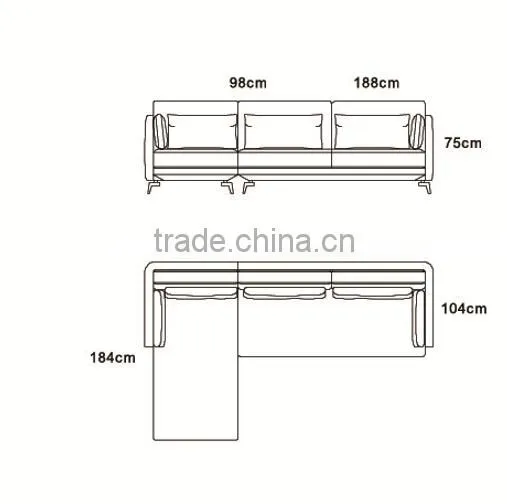 2015 Modern Design High Fashion Home Sofa Top Grain Leather Furniture Living Room MS1210 photo-4