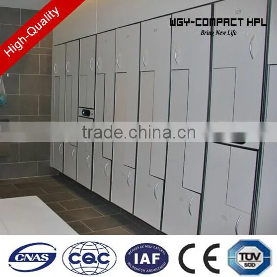 Factory Supply Wooden Color 2 Tiers Antibacterial Solid Phenolic Popular Club Locker photo-6
