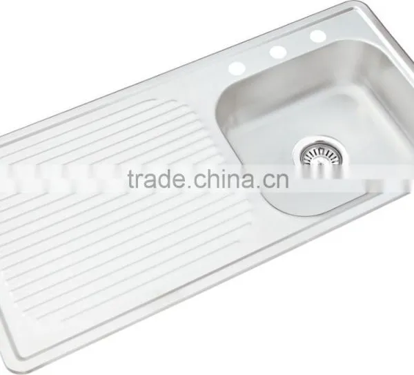 1000x500mm Single Bowl Single Tray Satin Treatment Stainless Steel Sink Hot Sale for South America