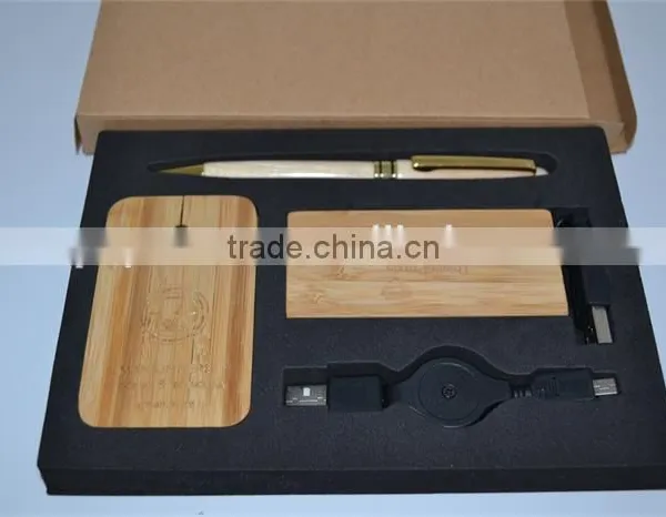 Bamboo Mouse USB 2.0 Hub Travel Gift Set for Computer photo-5