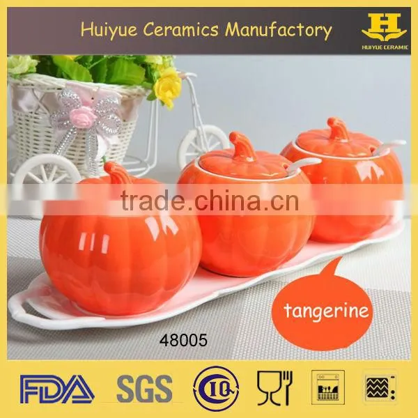 Pumpkin Design Ceramic Salt Sugar Coffee Jar, Ceramic Jar Set Quality Choice photo-3