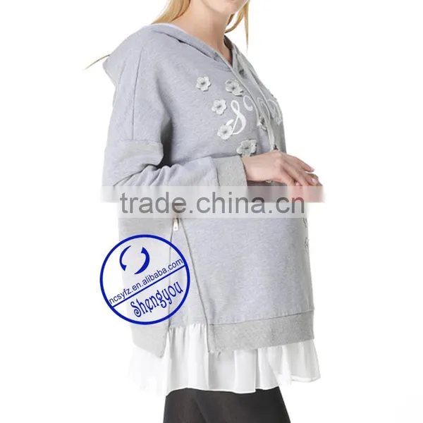 Custom 100% Cotton Pregnant Women Maternity Hoodies & Sweatshirts photo-3