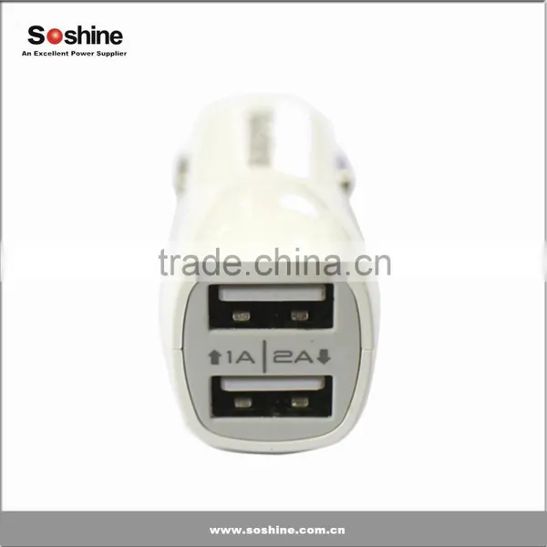 Soshine 2Amps 10W Dual Usb Car Charger Designed for Apple and Android Devices