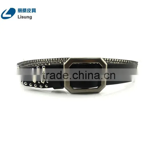 Lady Genuine Leather Turquoise Rhinestone Dress Strap Belt photo-4