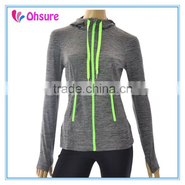 90% Nylon 10% Spandex Womens Sports Jacket Dry Fit Strip Gym Jacket photo-2