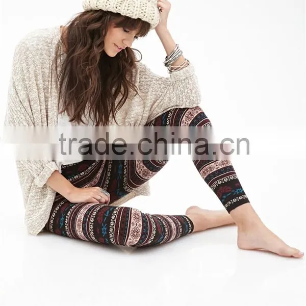 2016 Autumn Fashion Ethic Stylish Print Slim Stripes Workout Fittness Leggings for Women Pencil Pants photo-2