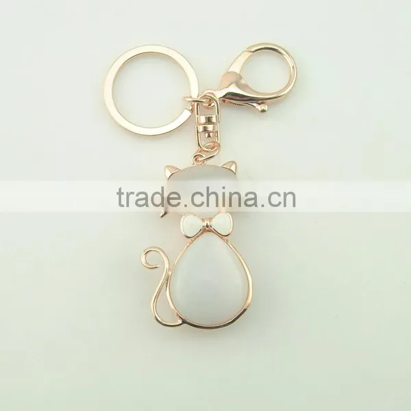 Custom Cat Shaped Keychain Maker Metal Gold Opal Acrylic Keychain for Sales Supplier's Choice photo-3