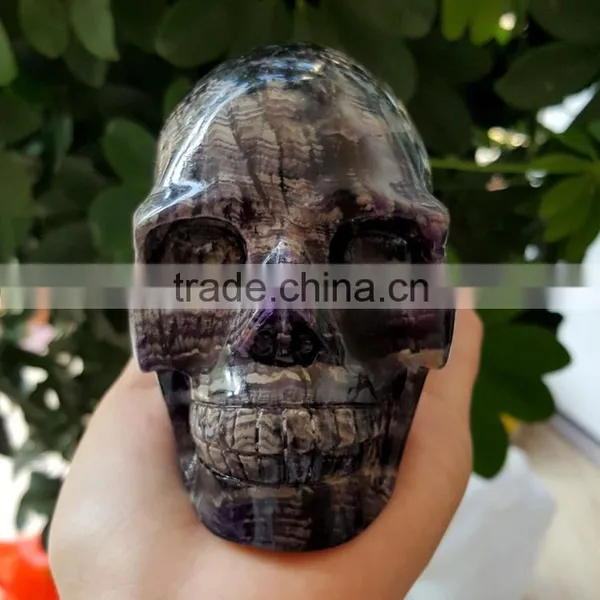 High Quality Purple Fluorite Crystal Skull Lifelike Purple Quartz Crystal Skull photo-3