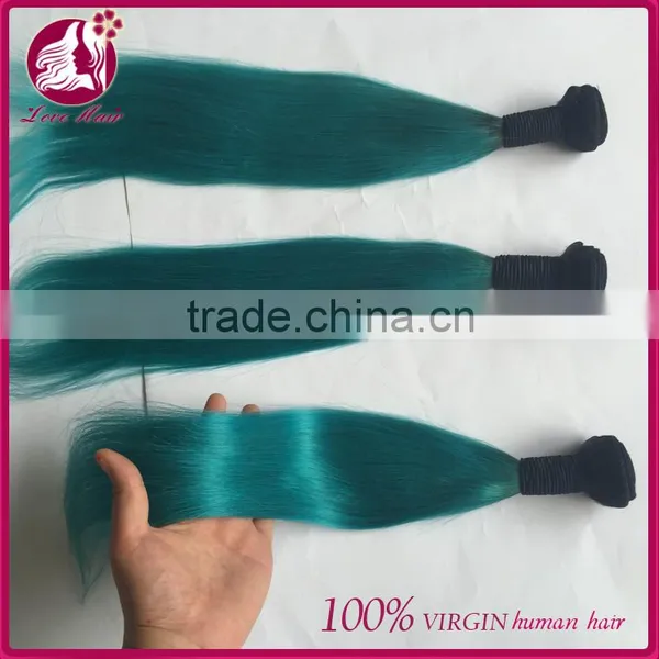 Beautiful Ombre Hair #1B Teal Straight Unprocessed Virgin Human Brazilian Hair Bundles photo-4