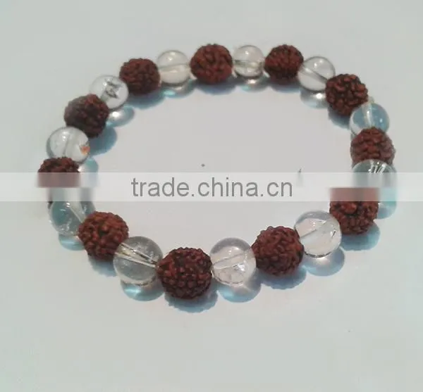 Rudraksha Crystal Quartz Beads Bracelet | Natural Stone Bracelet Wholesale