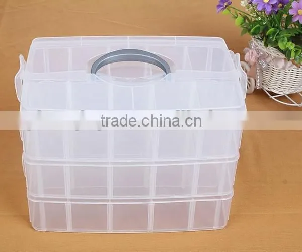 25*18.7*17cm Three Layers 30 Compartments Jewelry Adjustable Plastic Storage Box Jewelry Earring Bin Case Container photo-2