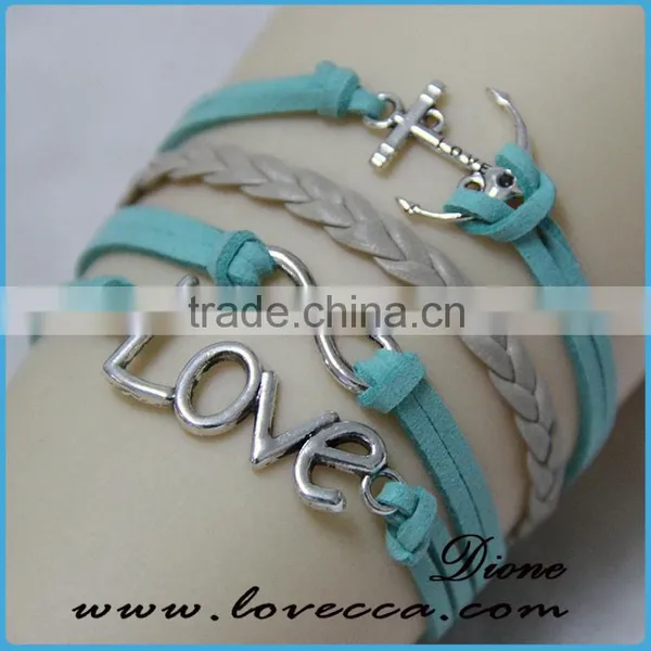New Promotional Hot Gift Jewelry Charms Braided Leather Bracelet With Metal Letters photo-6