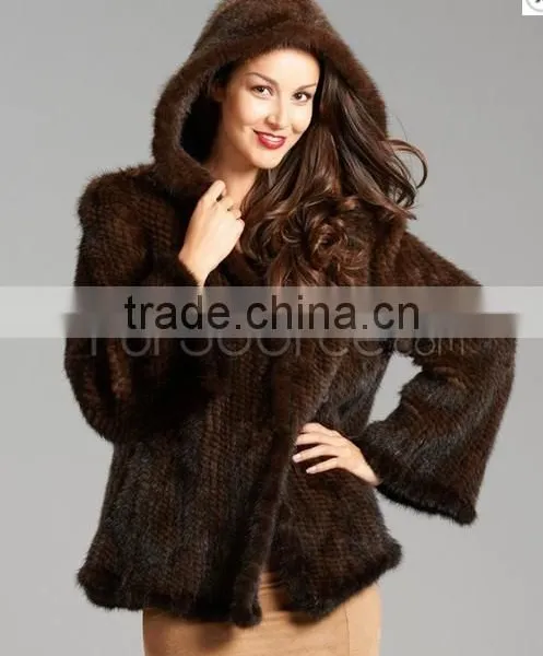 Fashion Genuine Knitted Mink Fur Coat for Women MC03 photo-2