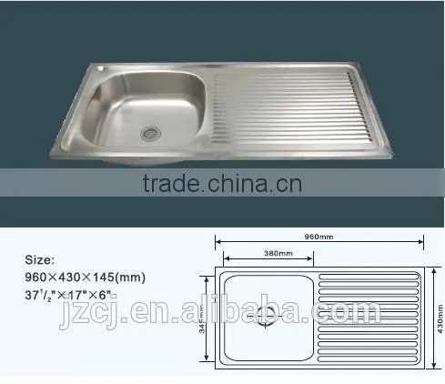 JZ-830 96x43 Export Indonesia Stainless Steel Kitchen Sink photo-2
