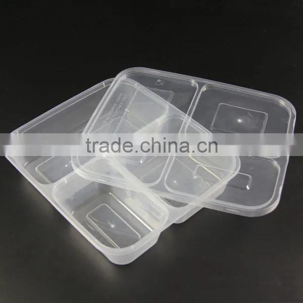 Black 3 Divided Microwavable Safe Storage Plastic Food Containers photo-3