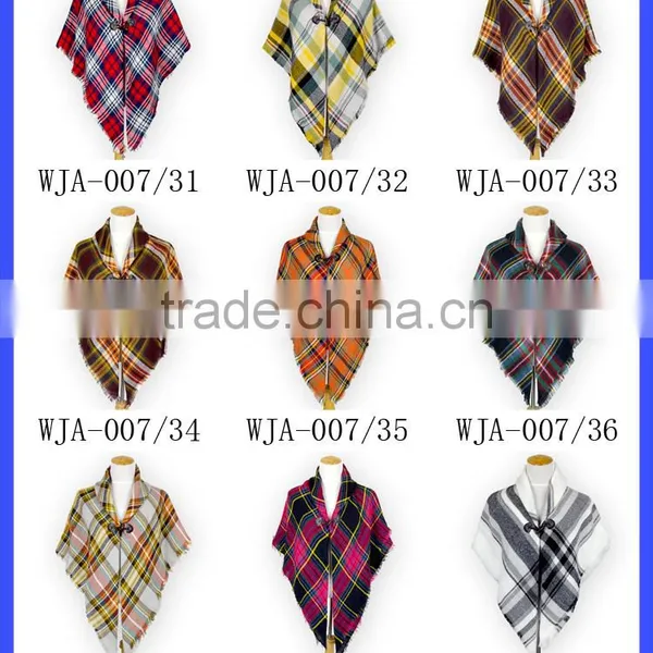 Wholesale Blanket Scarf Check Print Shawl Warm Cotton Cape Shawl photo-6
