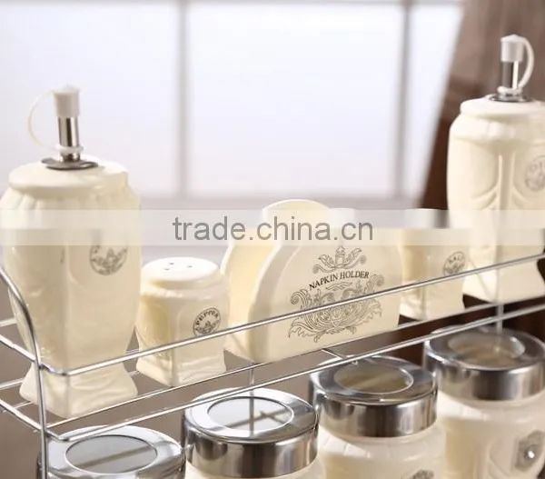 Caremic Canister Set With Stainless Metal Stand photo-5