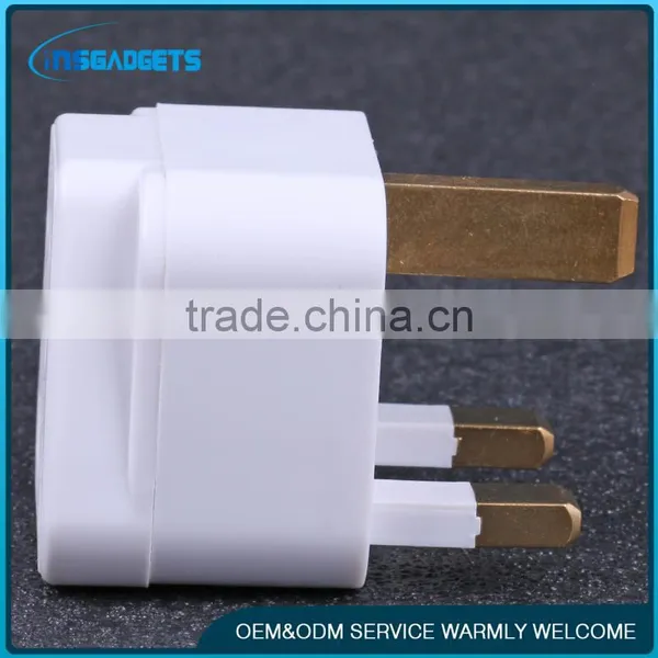 White Travel Adaptors UK 3 Pin AC Power Plug photo-2