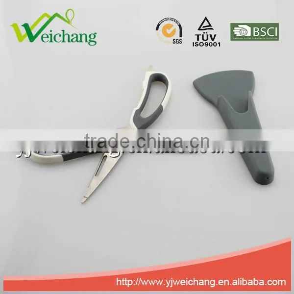 WCSC543 Soft Grip Scissors Heavy Duty Checkered Chef Multifunction Kitchen Scissors Shears With Holder photo-3