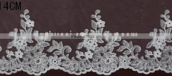 Cotton Lace Embroidery Wedding Fabric Trims for Bridal Wedding Apparel BY YARD photo-5