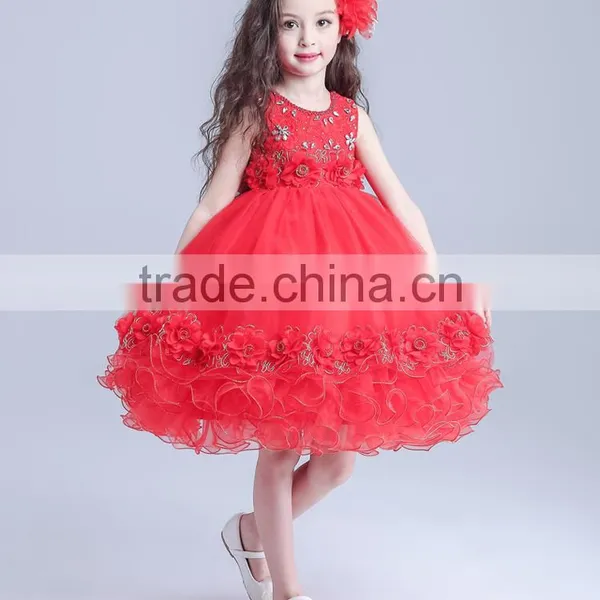 2017 Latest Dress Designs in Pakistan Made in China Dance Frock Red Rhinestone Dresses photo-6