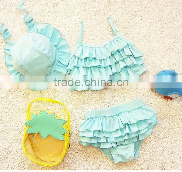 Kids Girls Bathing Swimsuit Frills Hallow Bikini Swimwear 2PCs photo-6