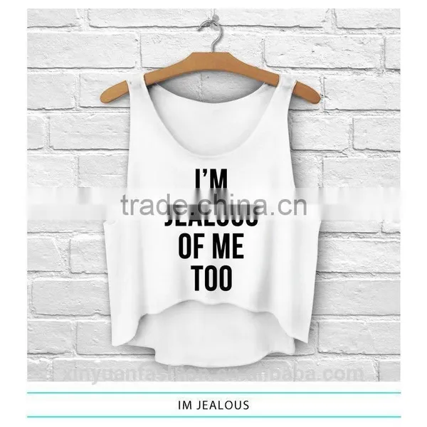 Fashion Girls 3D Design Sleeveless Sports Gym Irregular Tank Top With Pattern For Women photo-5
