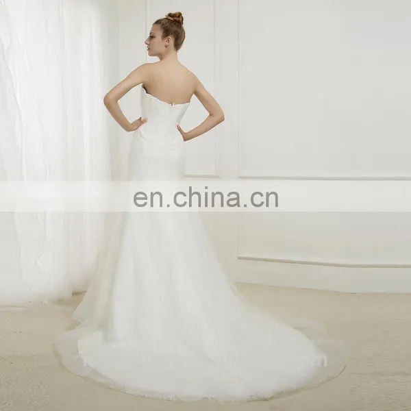 EBX-154 Glamorous Sweetheart Corset Long Train Lace Cover Sheath Wedding Dress photo-2