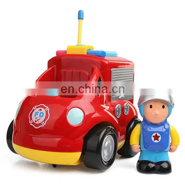 Mini 2 Channel Cartoon rc Car Fire Engine Toys for Kids photo-5