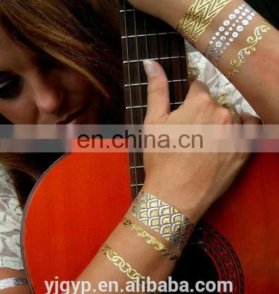 Metallic Gold Temporary Finger Tattoo Sticker photo-3
