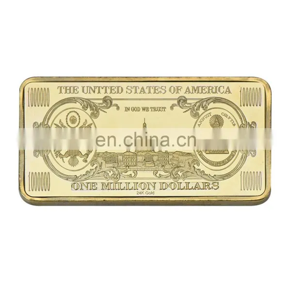 WR One Million 24k Bill Note Gold Bar Quality 999.9 Gold Banknote Metal Bars With Plastic Case for Souvenir Gifts photo-3