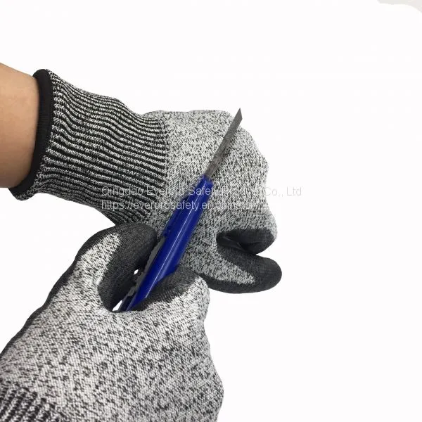 Anti Cut Level 5 13G HPPE Liner PU Dipped Nocry Cut Resistant Gloves With EN388 4543C photo-2