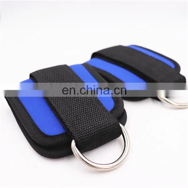 Weightlifting Gym Workout Fitness Double D Ring Neoprene Padded Ankle Cuff Fitness Ankle Straps for Cable Machines photo-5