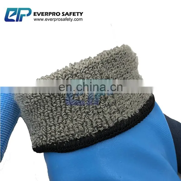 Thermal Waterproof Nylon Acrylic Liner Latex Double Dipped Sandy Coated Working Glove Winter photo-2