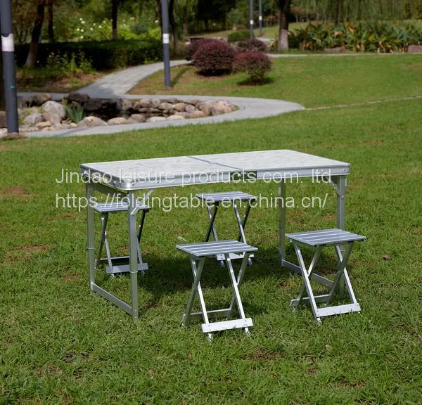 Outdoor Lightweight Portable Camping Aluminum Picnic Table Chairs Set photo-3