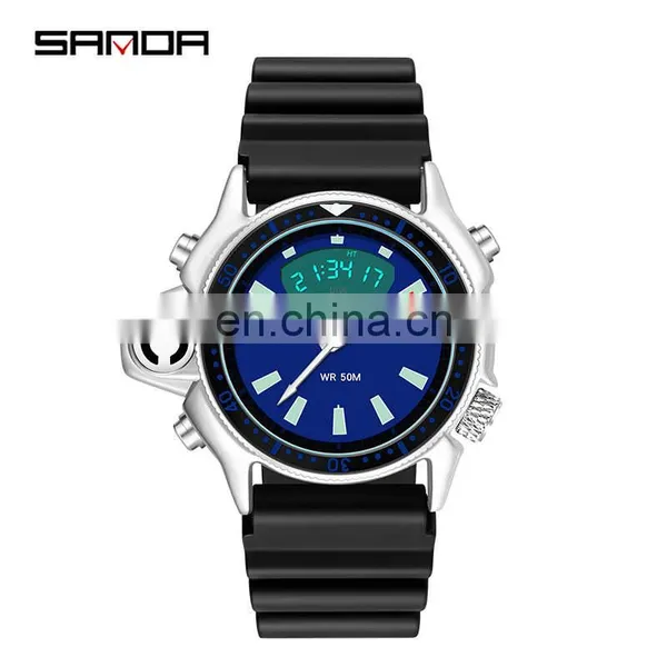 Sanda 3008 New Retro Men Digital Wristwatch Clock Luminous Chronograph Designer Brand Watches photo-2