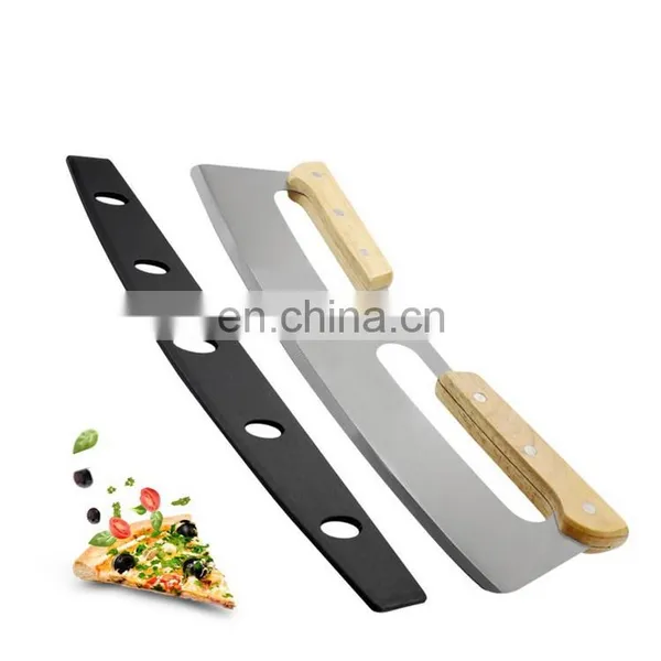 Amazon Hot Sell Pizza Cutter Slicer Knife With Double Wooden Handle Stainless Steel Pizza Cutter Pizza Tools photo-2