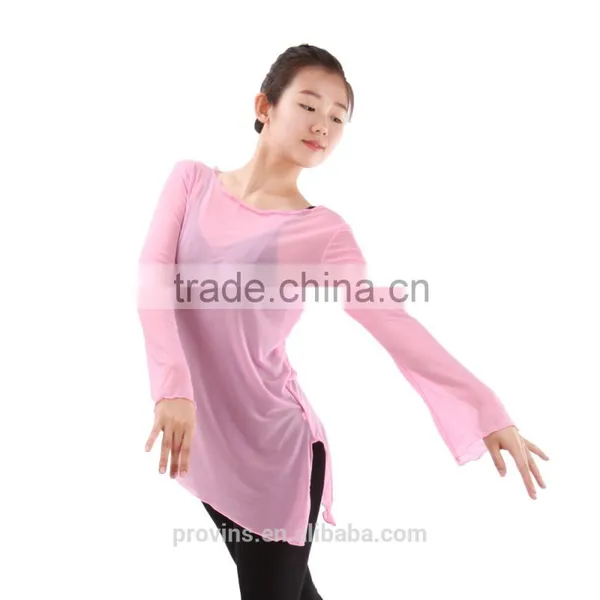 (WE01119) Ballet Warm Up, Dance Warm Up, Mesh Dance Tops, Long Sleeve Dance Tops photo-2