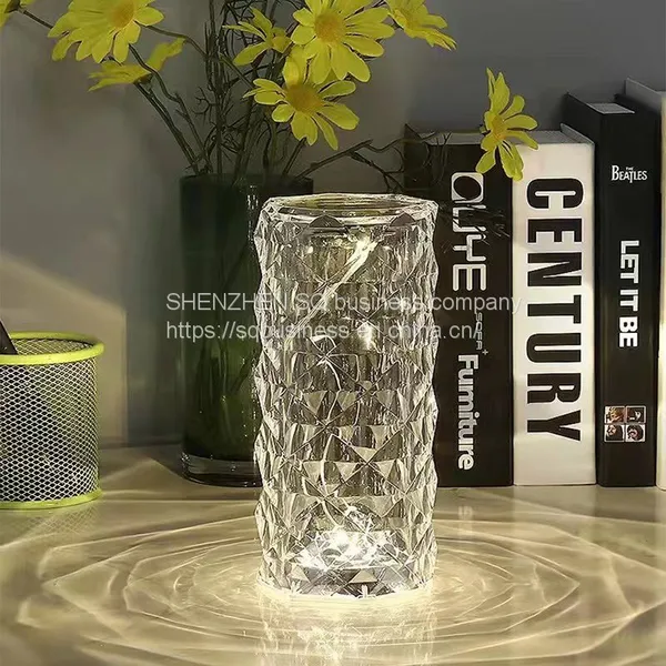 Wholesale Romantic Bedside 16 Color RGB Remote Control Crystal Rose Diamond Table Lamp Rechargeable Usb Touch Night Light photo-3