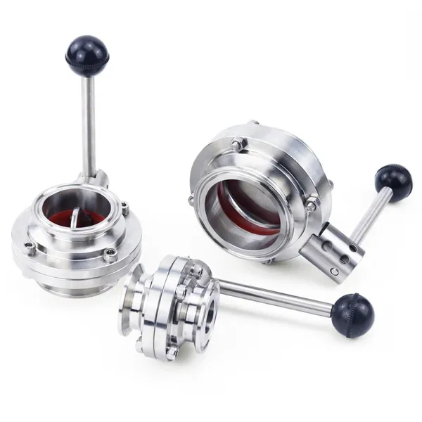 Food Grade Stainless Steel Butterfly Valve Welded Manual Sanitary Welding Powder Butterfly Valve for Milk Tank photo-2